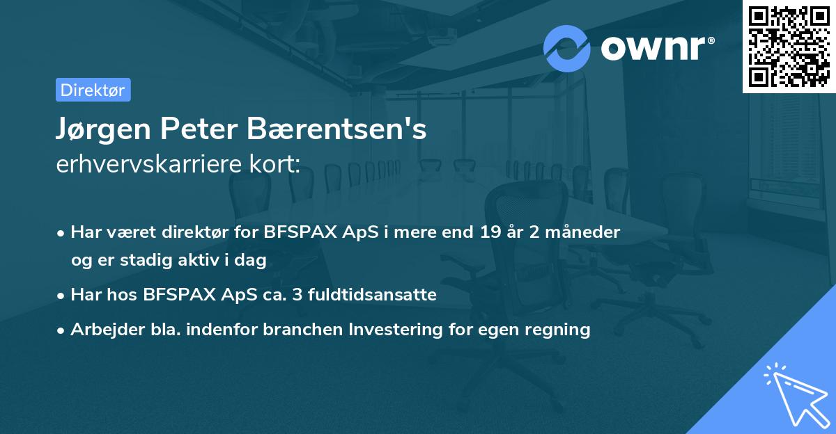 Jørgen Peter Bærentsen's erhvervskarriere kort