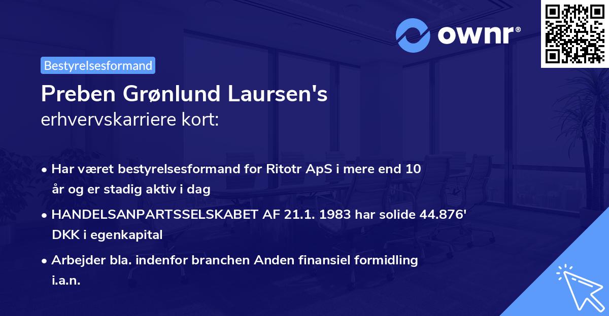 Preben Grønlund Laursen's erhvervskarriere kort