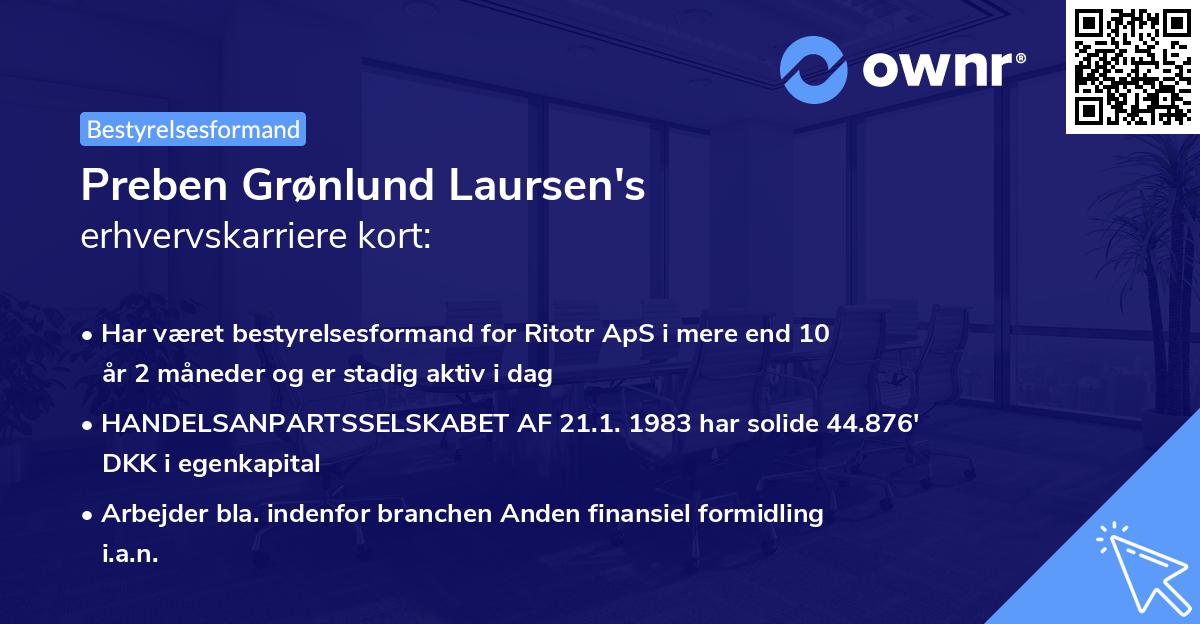 Preben Grønlund Laursen's erhvervskarriere kort