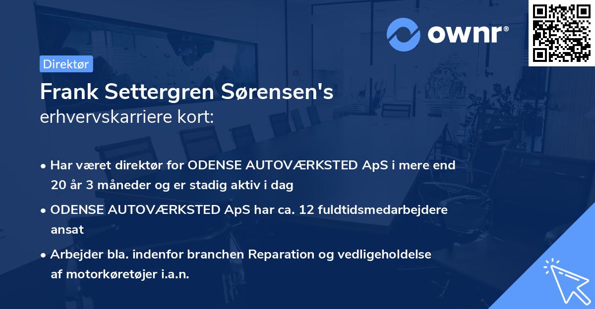 Frank Settergren Sørensen's erhvervskarriere kort