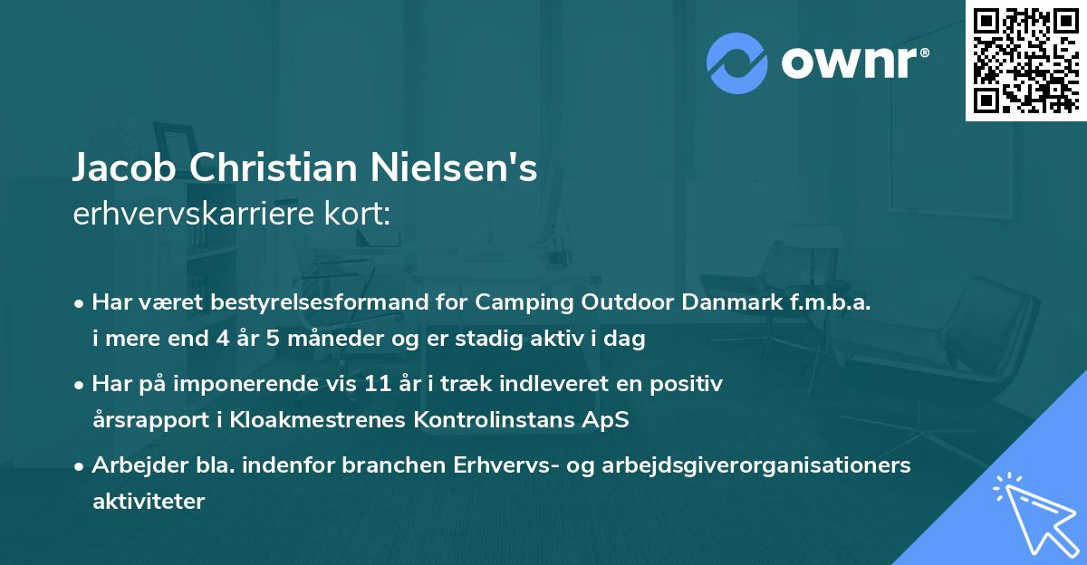 Jacob Christian Nielsen's erhvervskarriere kort