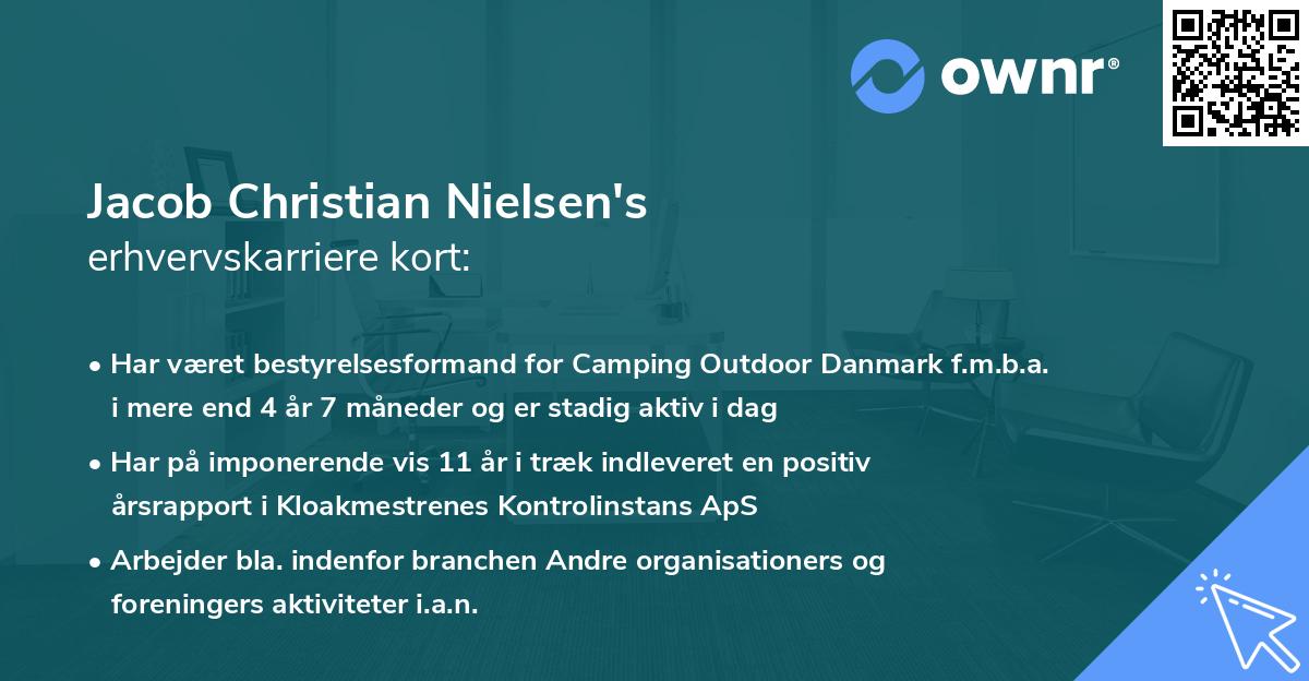Jacob Christian Nielsen's erhvervskarriere kort