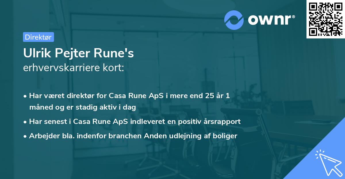 Ulrik Pejter Rune's erhvervskarriere kort