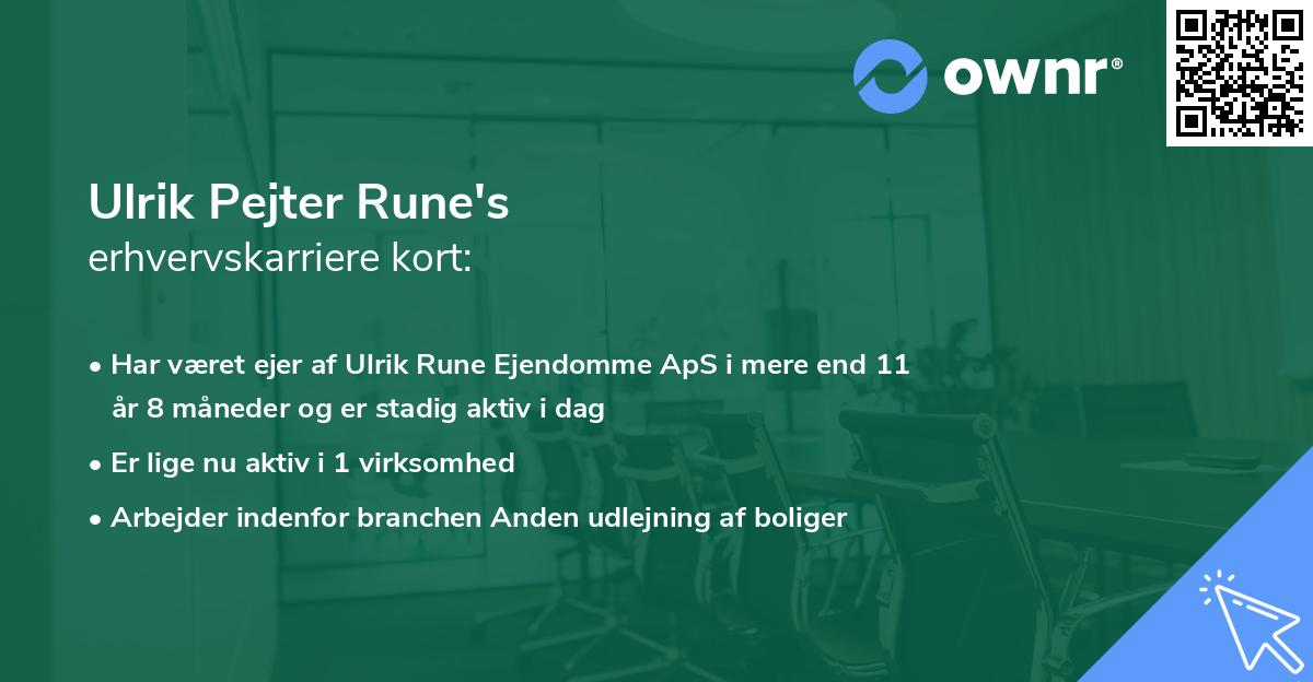 Ulrik Pejter Rune's erhvervskarriere kort