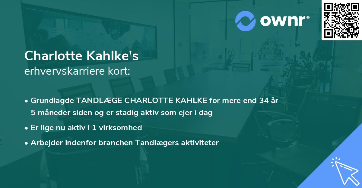 Charlotte Kahlke's erhvervskarriere kort