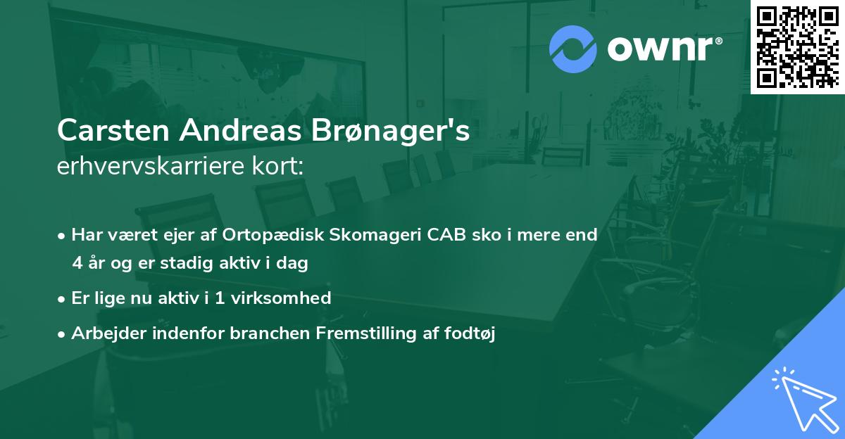 Carsten Andreas Brønager's erhvervskarriere kort