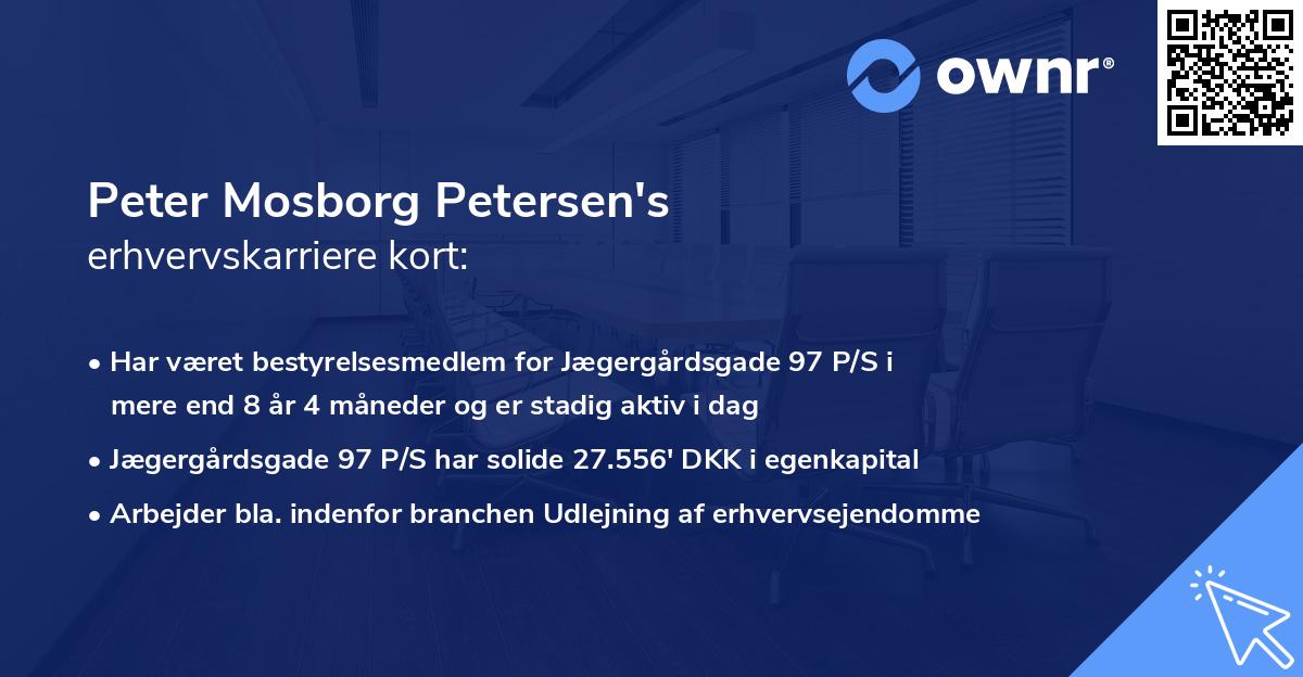 Peter Mosborg Petersen's erhvervskarriere kort