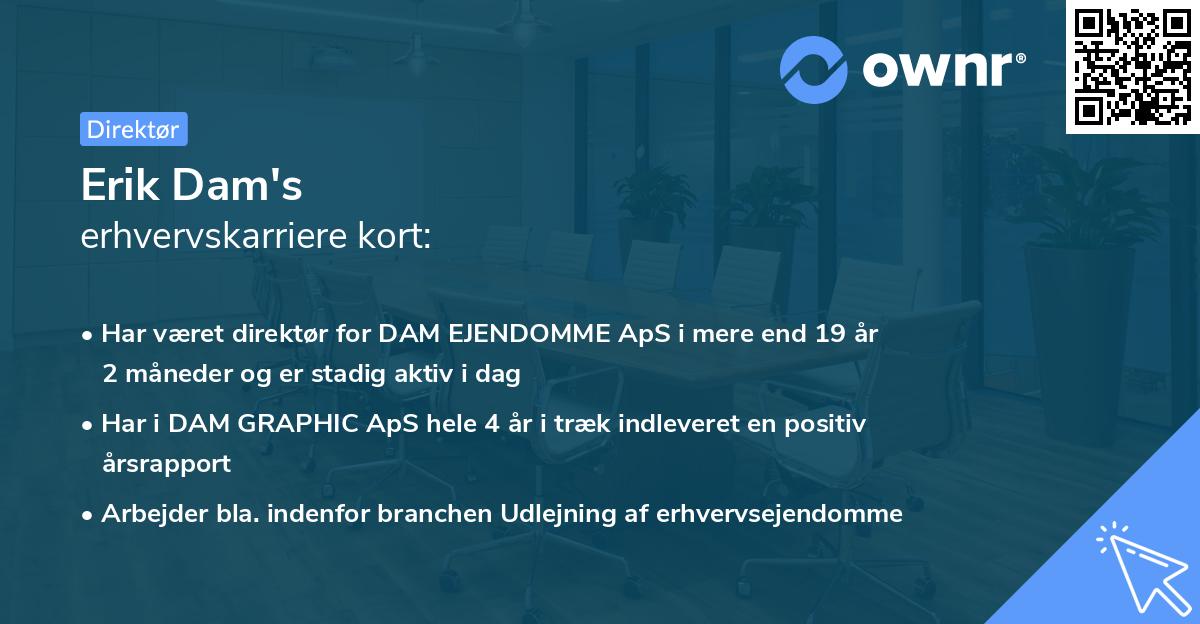 Erik Dam's erhvervskarriere kort