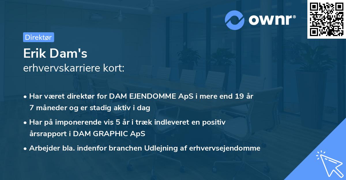 Erik Dam's erhvervskarriere kort