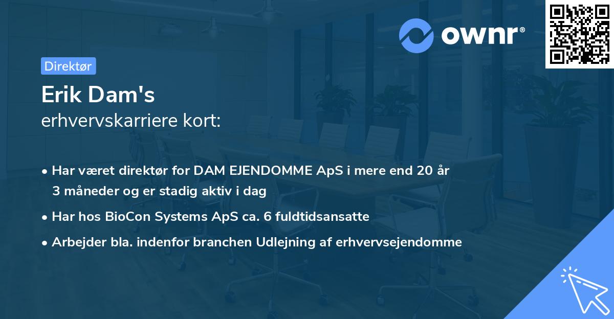 Erik Dam's erhvervskarriere kort