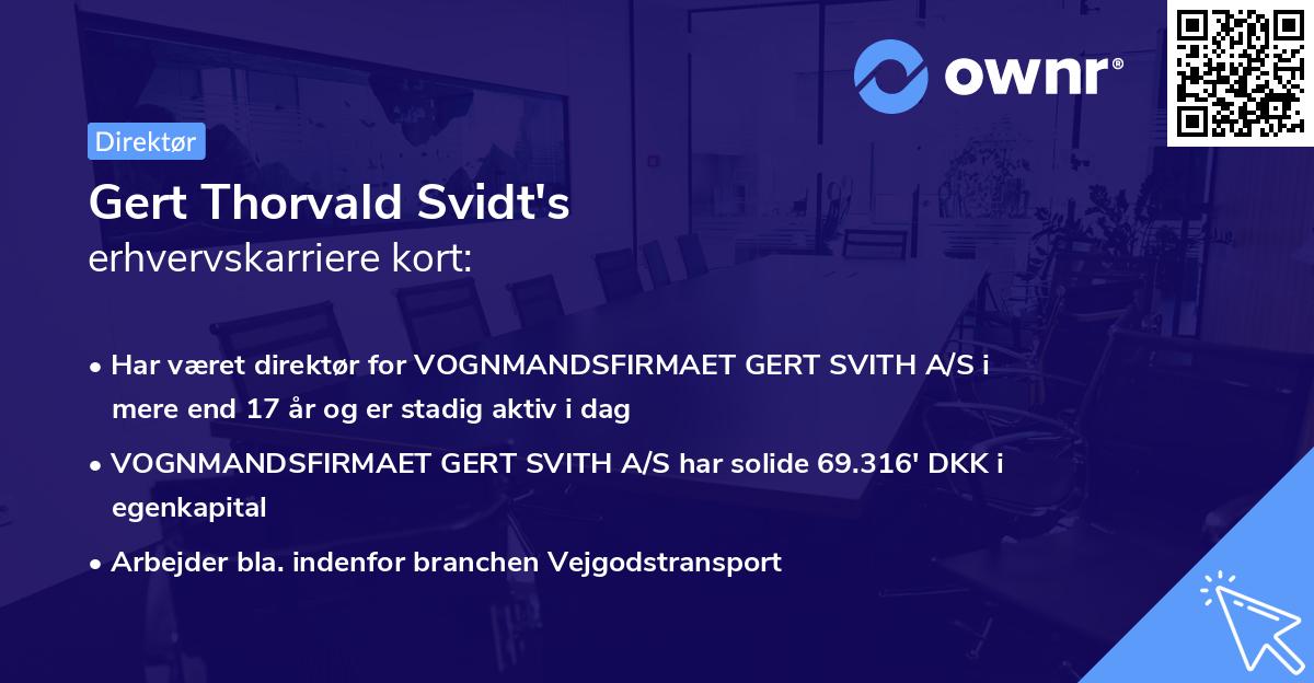 Gert Thorvald Svidt's erhvervskarriere kort