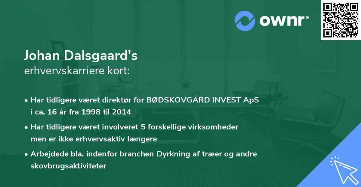 Johan Dalsgaard's erhvervskarriere kort