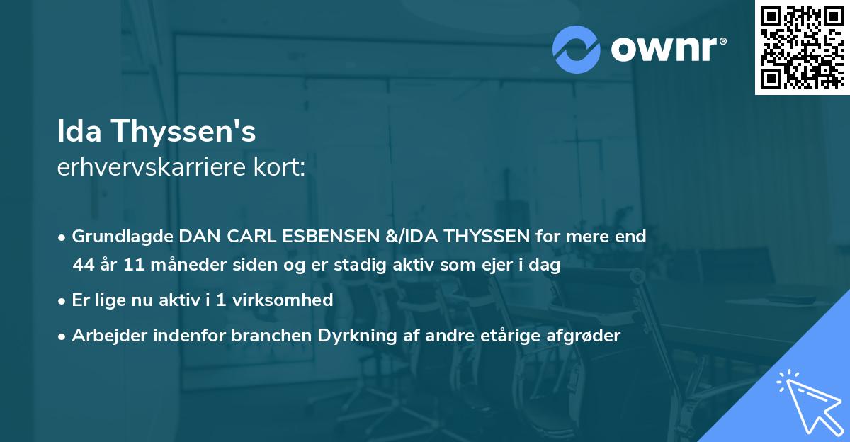 Ida Thyssen's erhvervskarriere kort