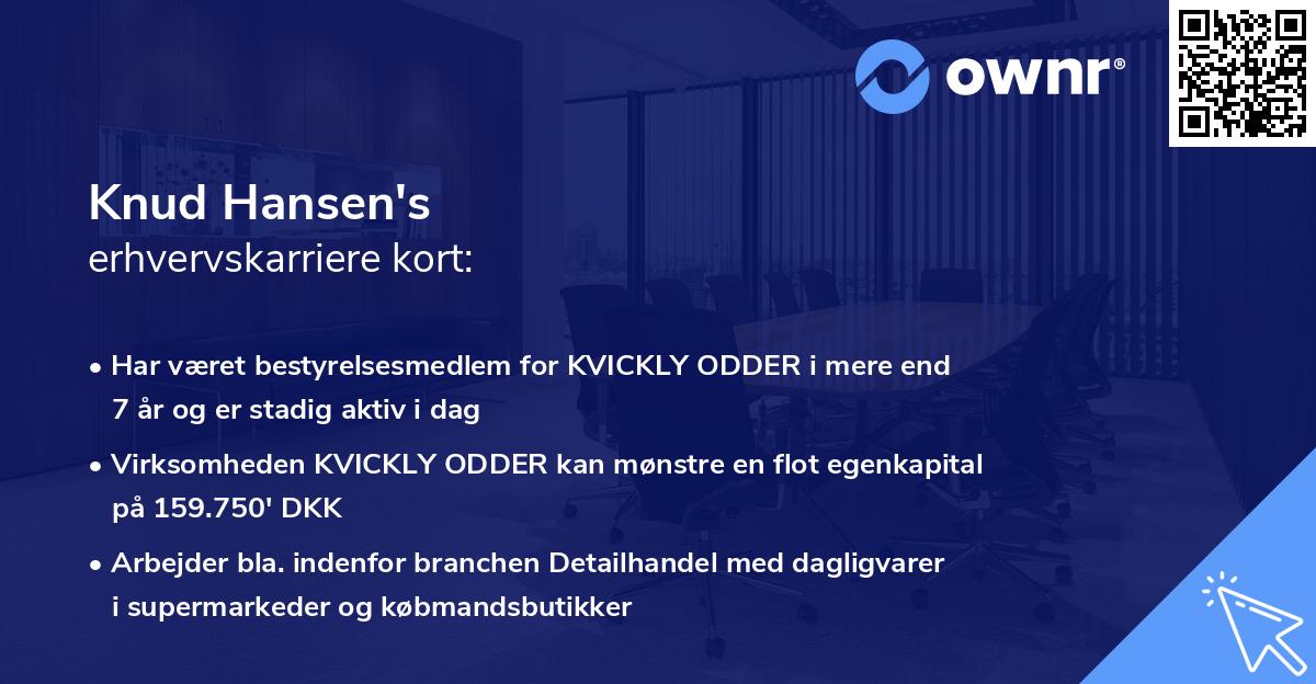Knud Hansen's erhvervskarriere kort