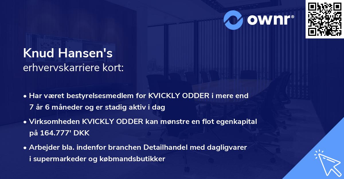 Knud Hansen's erhvervskarriere kort