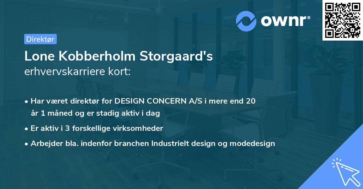 Lone Kobberholm Storgaard's erhvervskarriere kort
