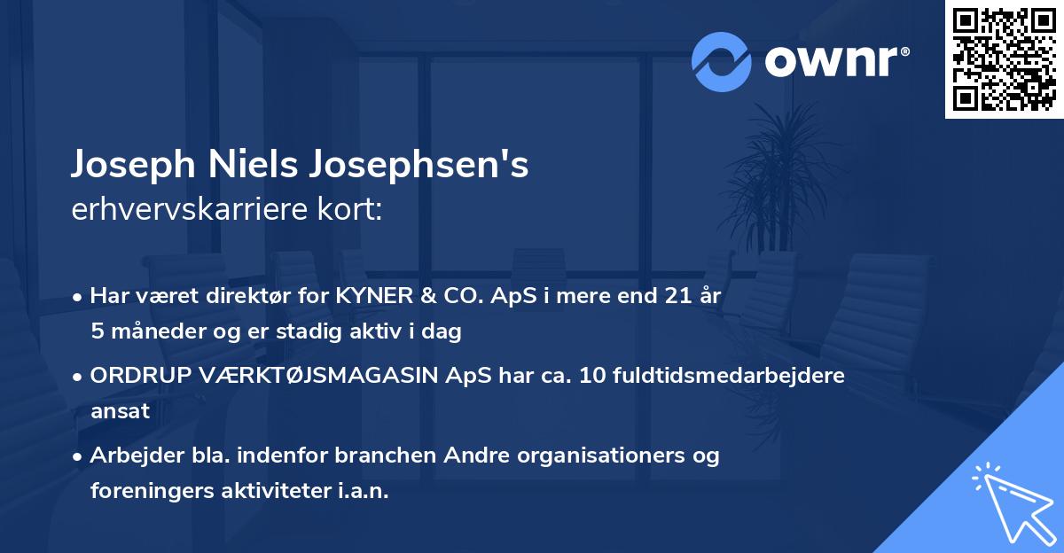 Joseph Niels Josephsen's erhvervskarriere kort