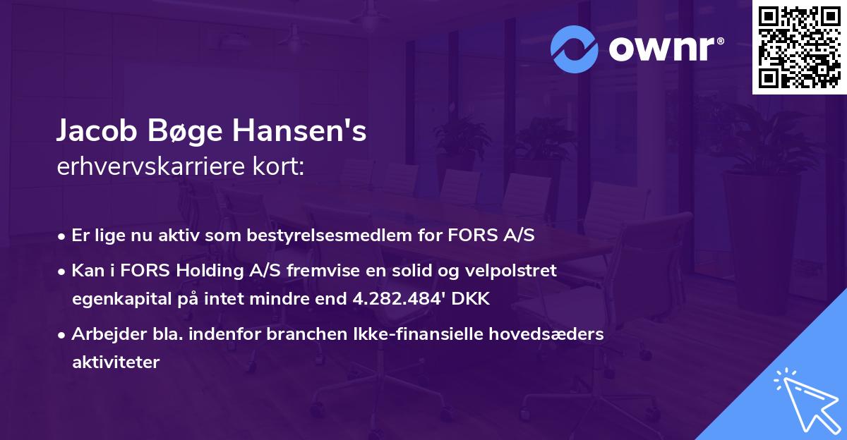 Jacob Bøge Hansen's erhvervskarriere kort