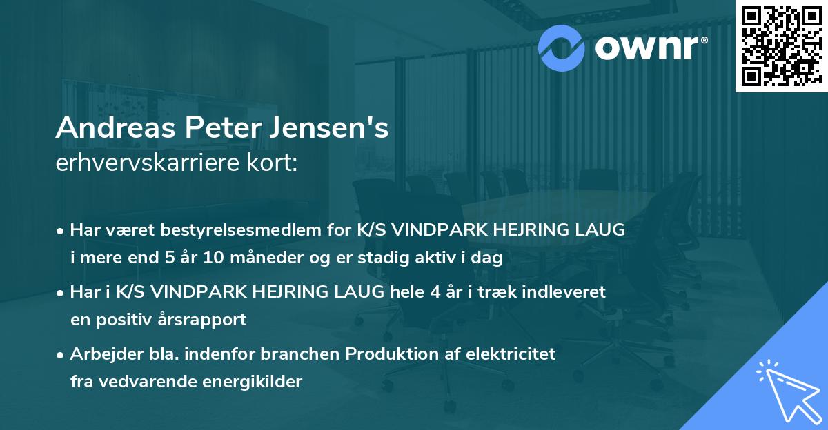 Andreas Peter Jensen's erhvervskarriere kort