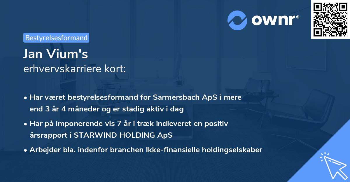 Jan Vium's erhvervskarriere kort