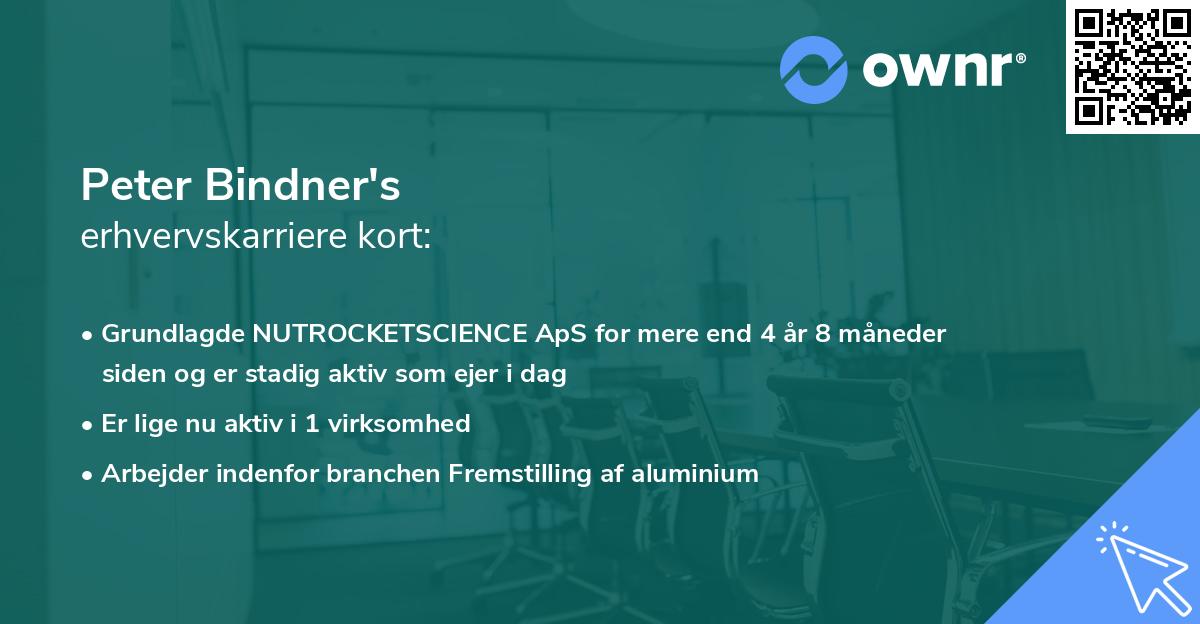 Peter Bindner's erhvervskarriere kort