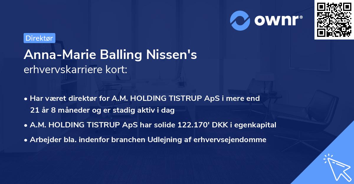 Anna-Marie Balling Nissen's erhvervskarriere kort