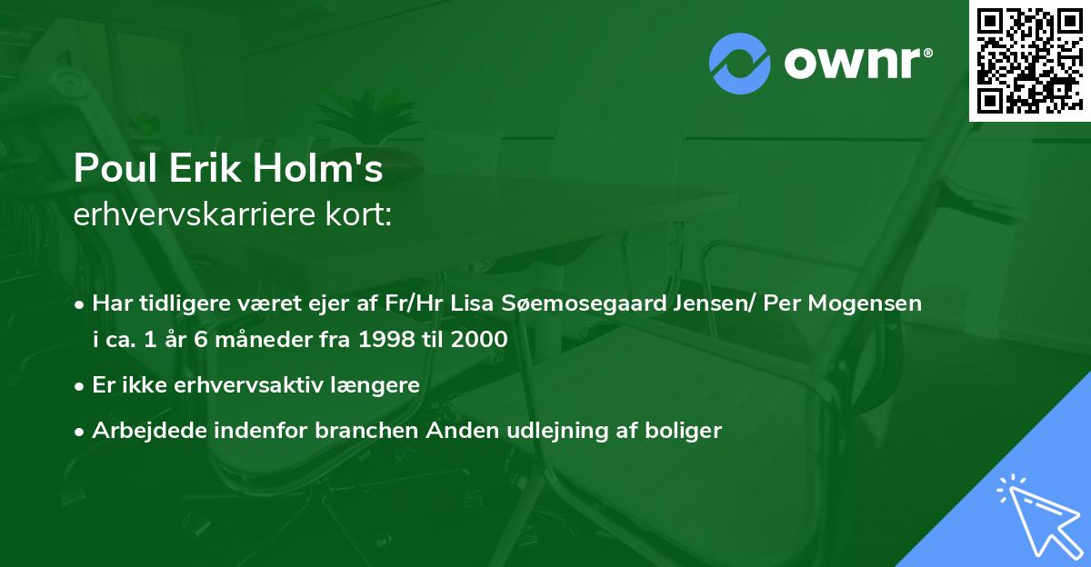 Poul Erik Holm's erhvervskarriere kort