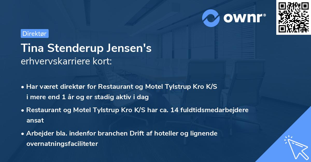 Tina Stenderup Jensen's erhvervskarriere kort