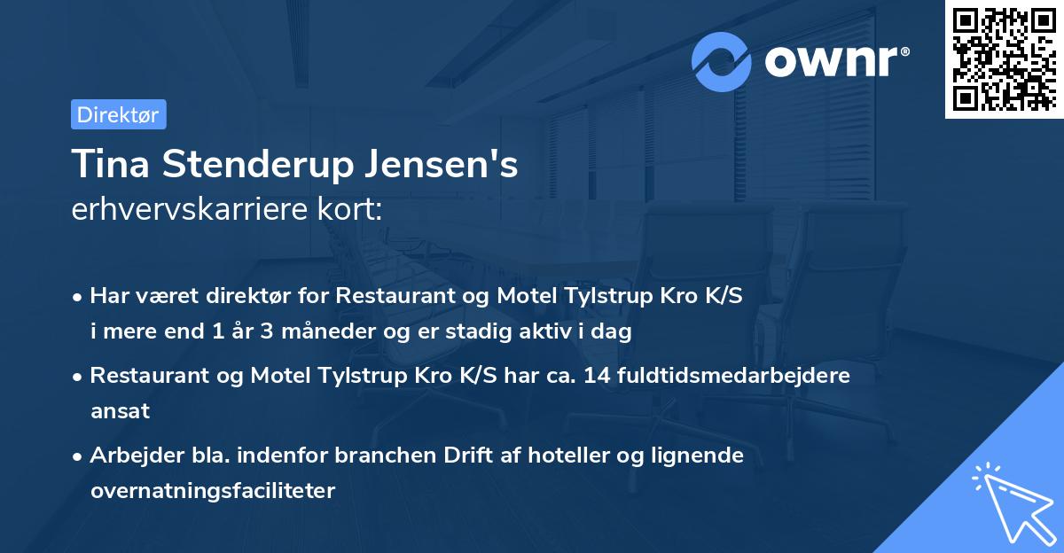 Tina Stenderup Jensen's erhvervskarriere kort