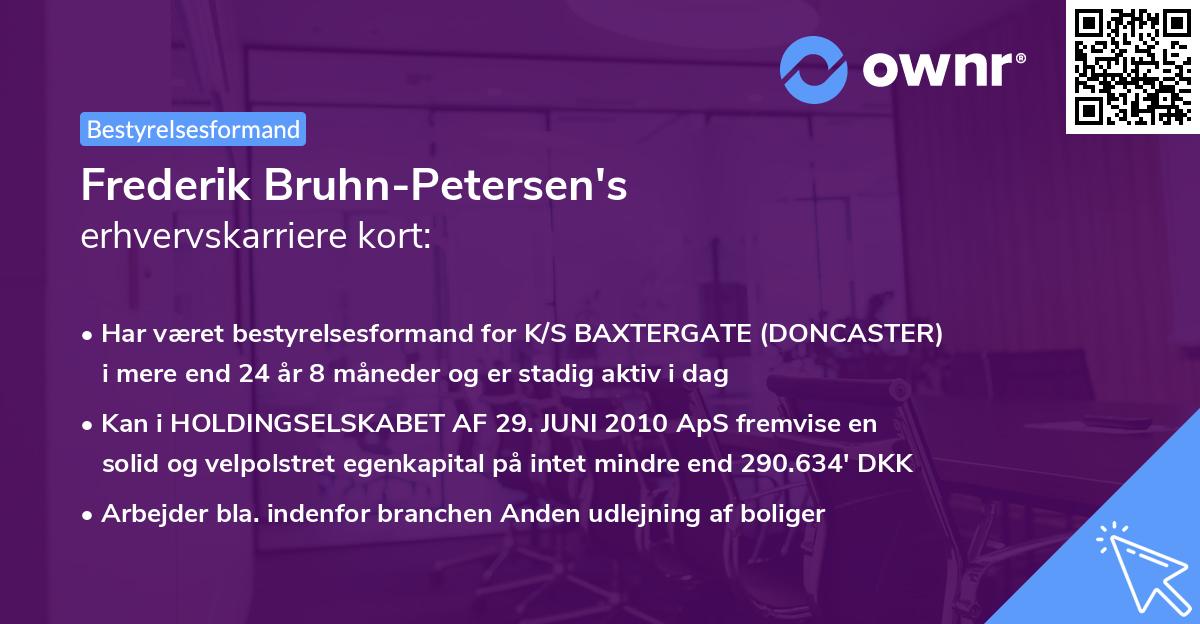 Frederik Bruhn-Petersen's erhvervskarriere kort