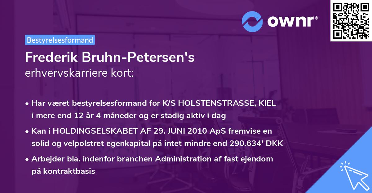 Frederik Bruhn-Petersen's erhvervskarriere kort