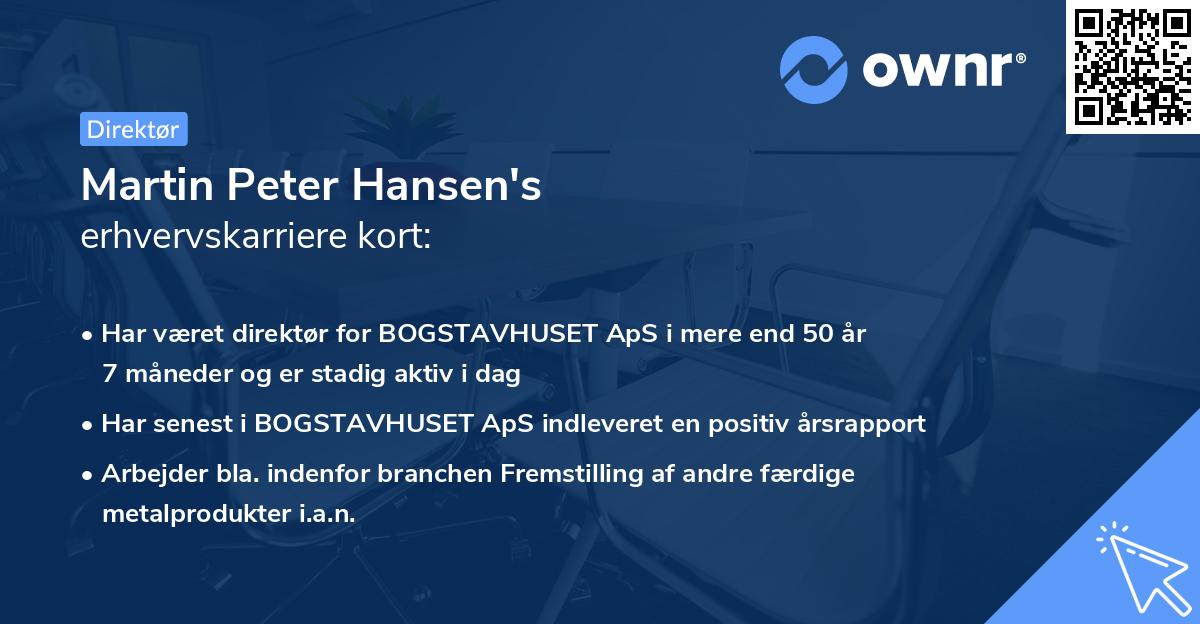 Martin Peter Hansen's erhvervskarriere kort