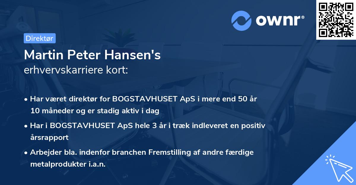 Martin Peter Hansen's erhvervskarriere kort
