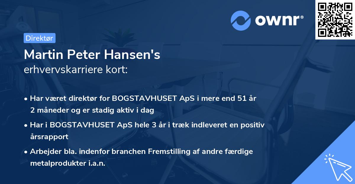 Martin Peter Hansen's erhvervskarriere kort
