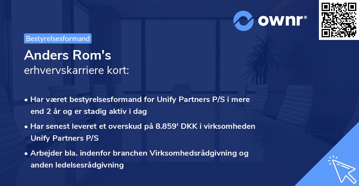 Anders Rom's erhvervskarriere kort