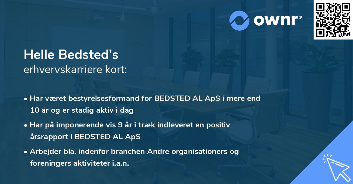 Helle Bedsted's erhvervskarriere kort