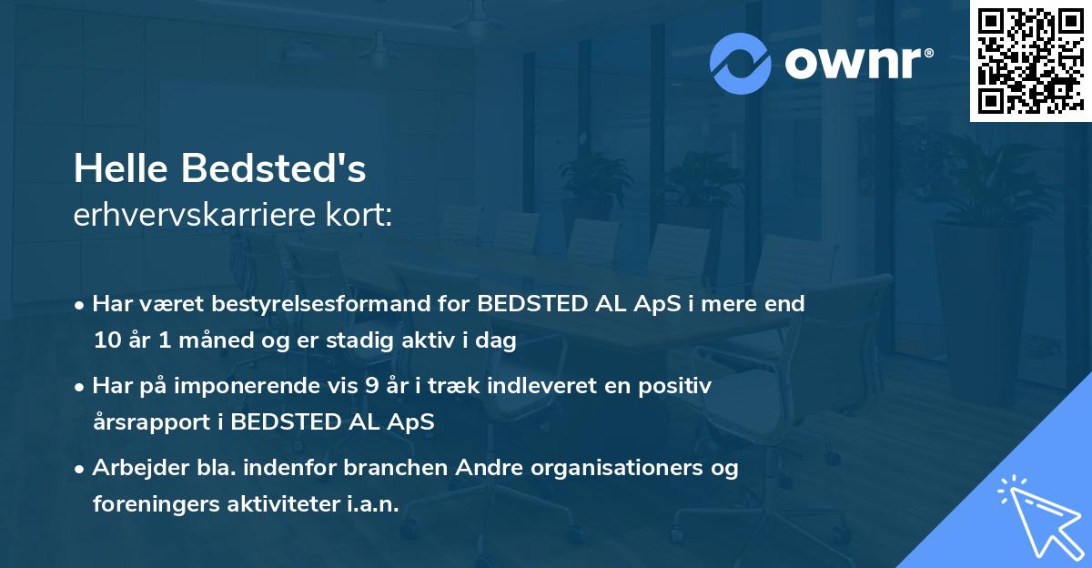 Helle Bedsted's erhvervskarriere kort