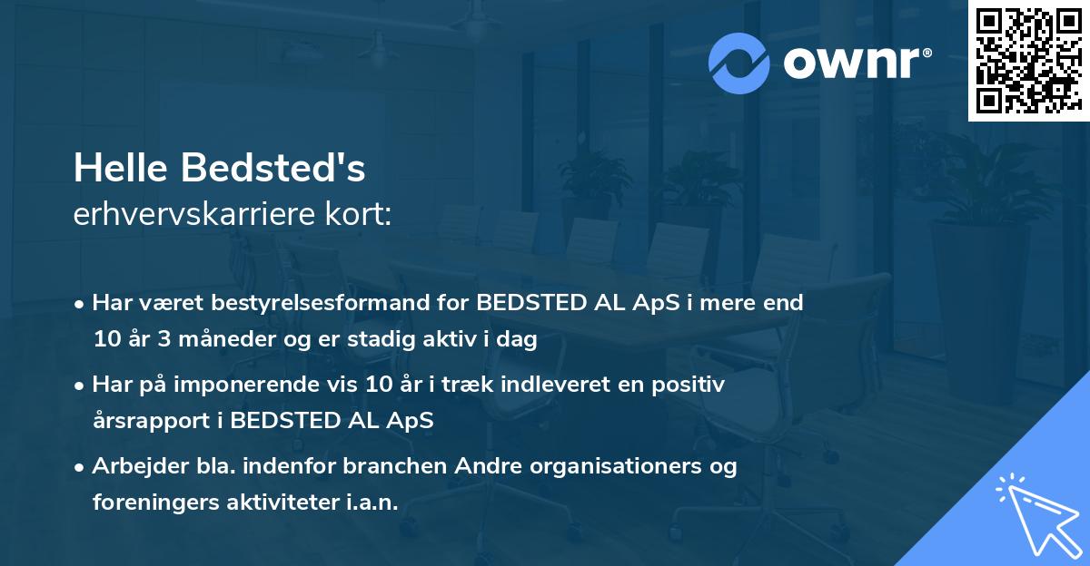 Helle Bedsted's erhvervskarriere kort