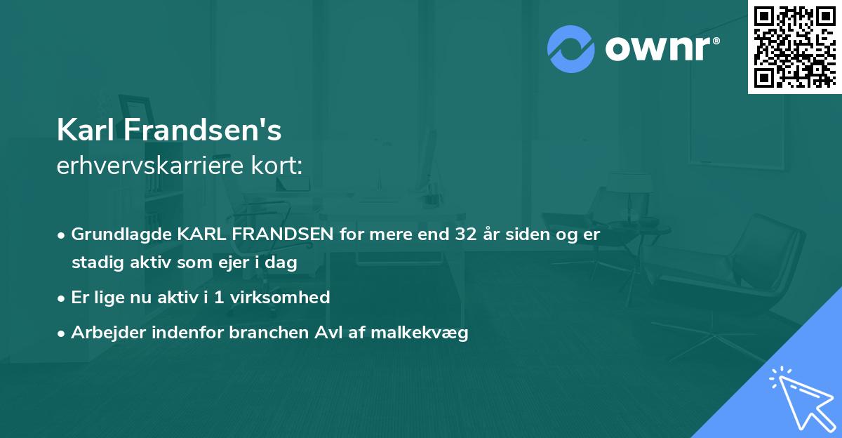 Karl Frandsen's erhvervskarriere kort
