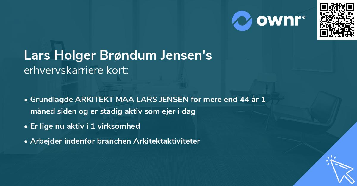 Lars Holger Brøndum Jensen's erhvervskarriere kort