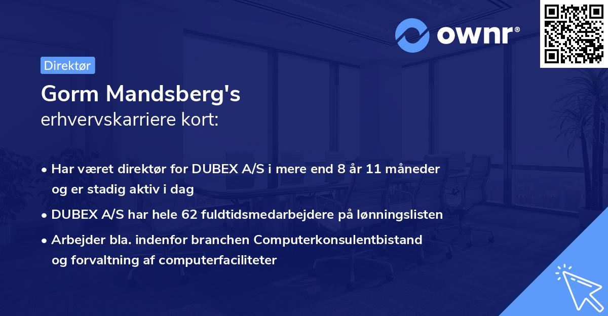 Gorm Mandsberg's erhvervskarriere kort