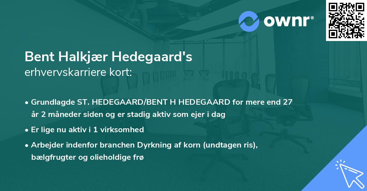 Bent Halkjær Hedegaard's erhvervskarriere kort