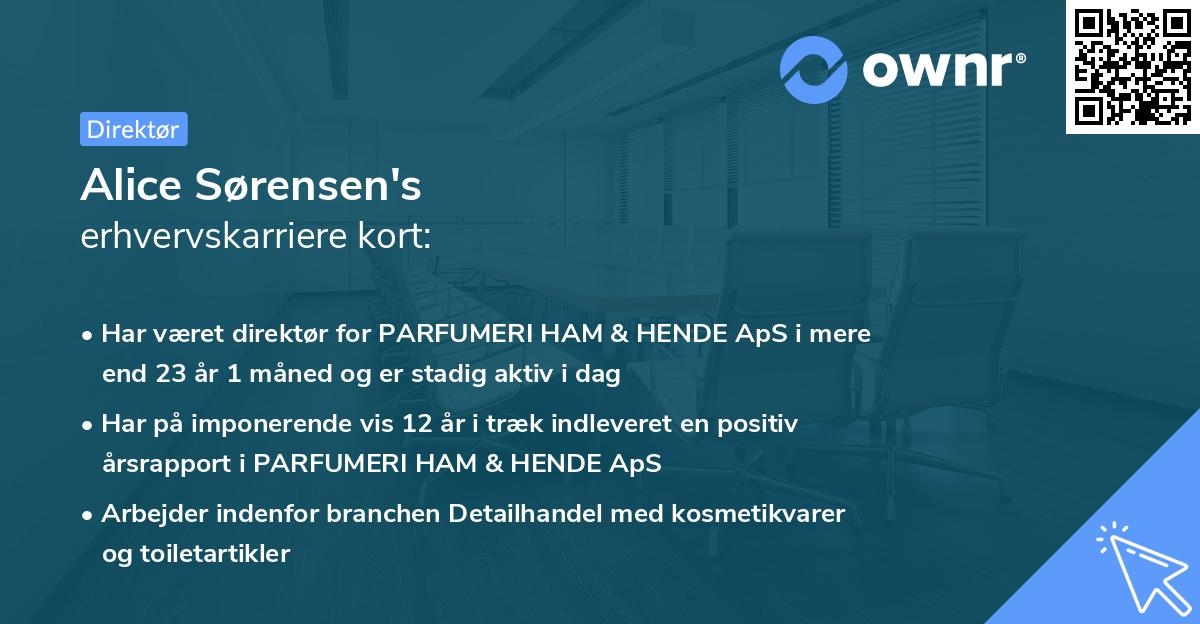 Alice Sørensen's erhvervskarriere kort
