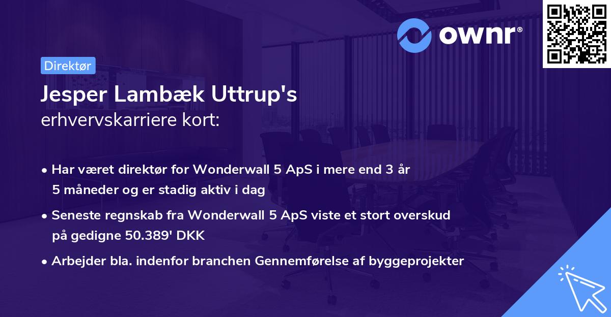 Jesper Lambæk Uttrup's erhvervskarriere kort