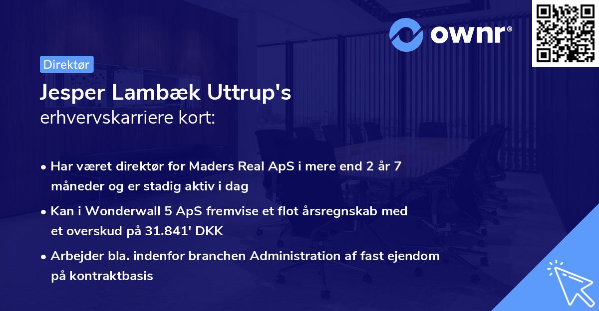 Jesper Lambæk Uttrup's erhvervskarriere kort