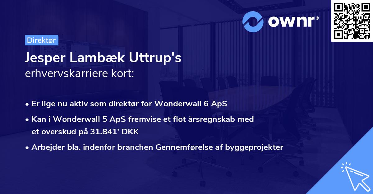 Jesper Lambæk Uttrup's erhvervskarriere kort