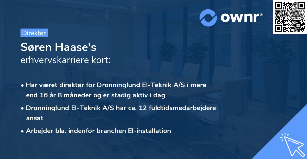 Søren Haase's erhvervskarriere kort