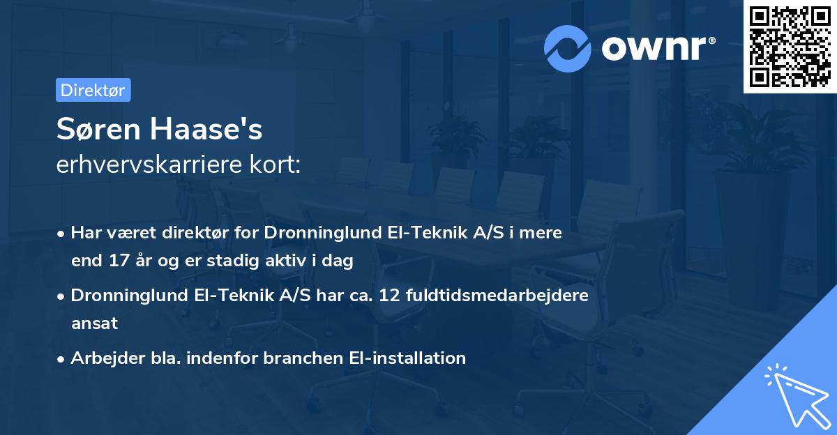 Søren Haase's erhvervskarriere kort