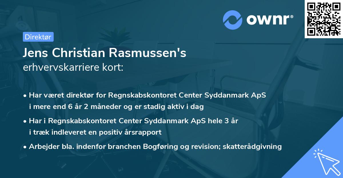 Jens Christian Rasmussen's erhvervskarriere kort