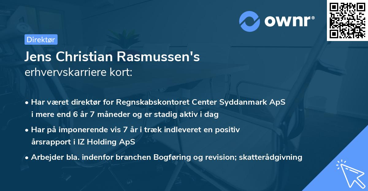 Jens Christian Rasmussen's erhvervskarriere kort